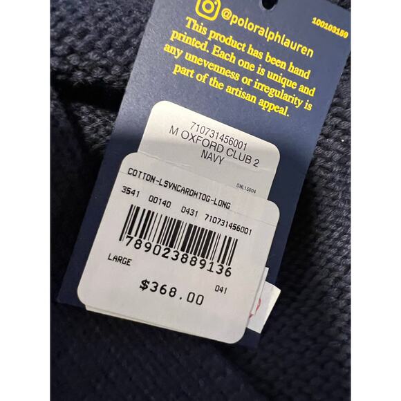 Polo Ralph Lauren Navy Cotton Academy Toggle Cardigan Sweater Size Large - Picture 9 of 10